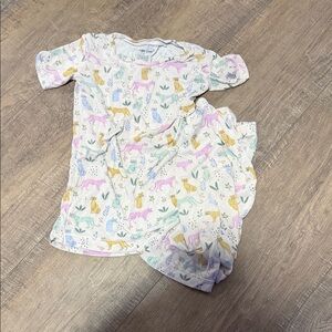 Angel Dear Kids Pajama Set - Pink and Yellow Animal Print